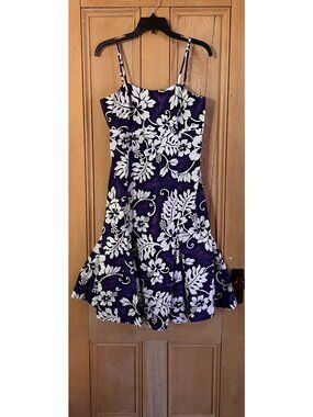Jade Fashions Vintage Y2K Hawaiian Floral Flowy Dress Size Medium Purple SP EXC